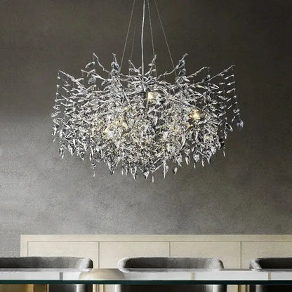 Modern silver & black crystal pendant chandelier dining room branch design