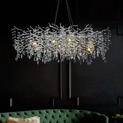 Modern silver & black crystal pendant chandelier dining room branch design