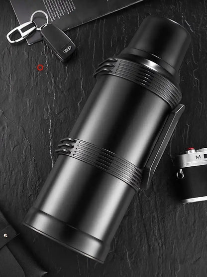 Modern silver & black insulated kettle with glass liner kitchen thermos