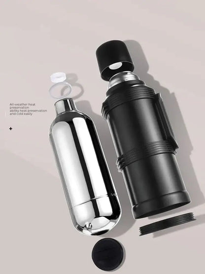 Modern silver & black insulated kettle with glass liner kitchen thermos