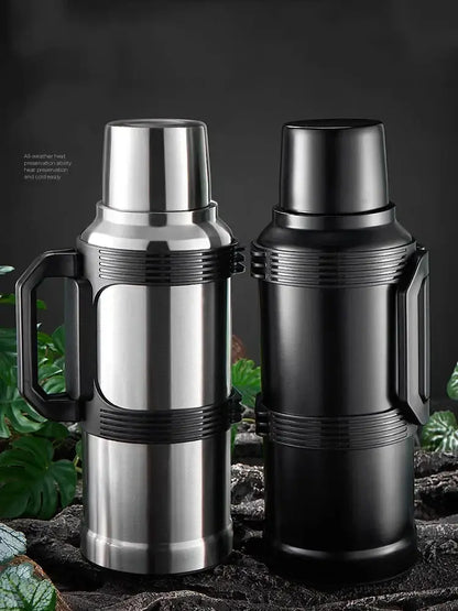 Modern silver & black insulated kettle with glass liner kitchen thermos