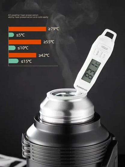Modern silver & black insulated kettle with glass liner kitchen thermos