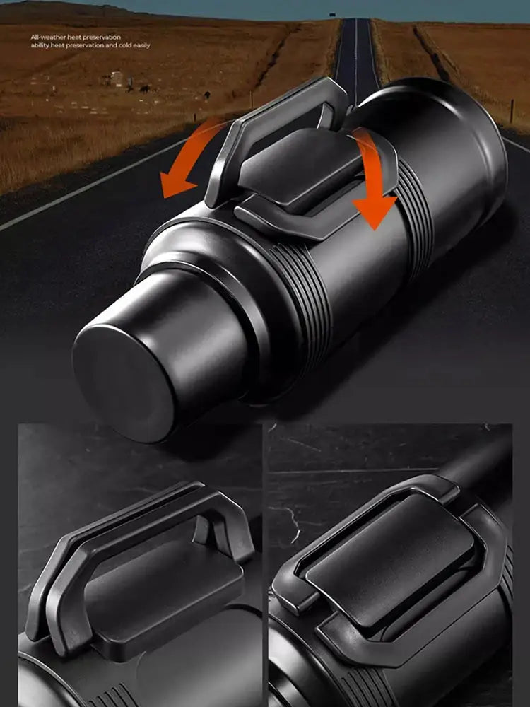 Modern silver & black insulated kettle with glass liner kitchen thermos