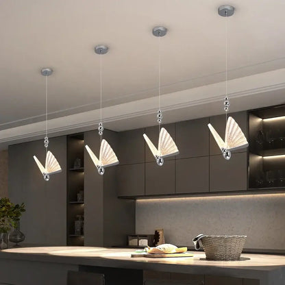 Modern silver butterfly led chandelier pendant light dining room