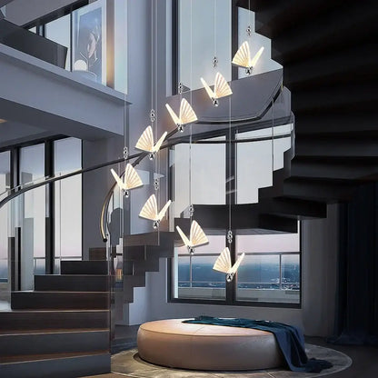 Modern silver butterfly led chandelier pendant light dining room