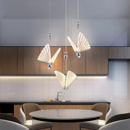 Modern silver butterfly led chandelier pendant light dining room