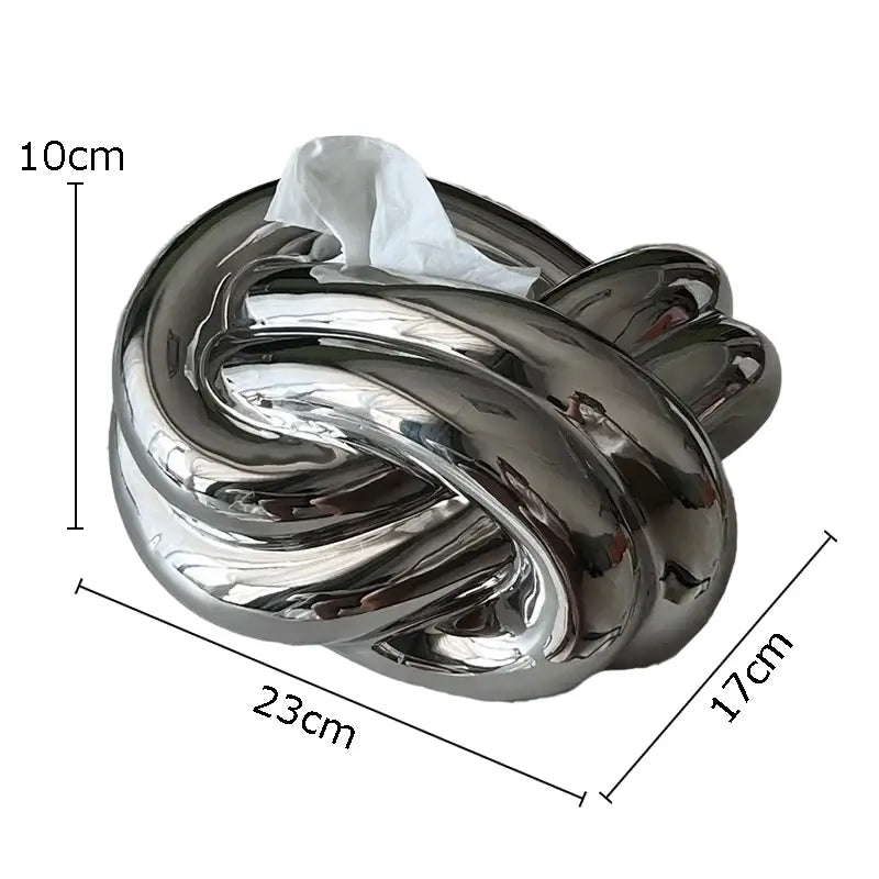 Modern silver ceramic knot tissue box living room decor