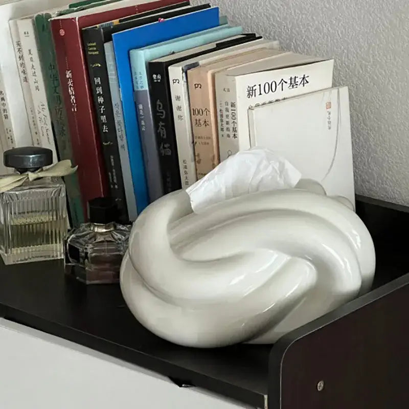 Modern silver ceramic knot tissue box living room decor