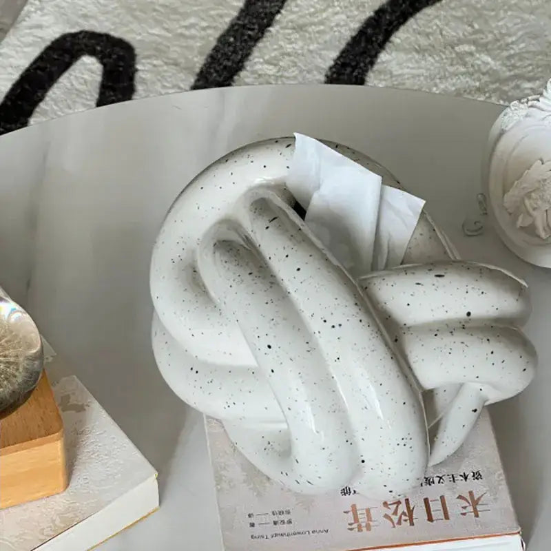 Modern silver ceramic knot tissue box living room decor