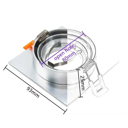 Modern silver & chrome square ceiling downlight frame living room