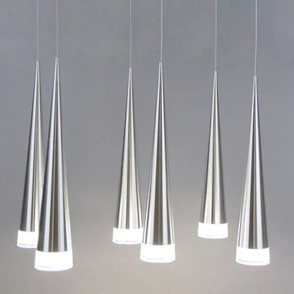 Modern silver conical pendant light dining room 6 pack