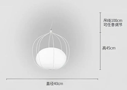 Modern silver & copper birdcage glass ball pendant light dining room