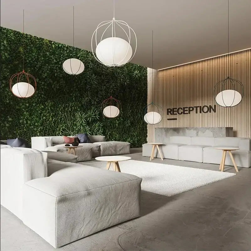 Modern silver & copper birdcage glass ball pendant light dining room