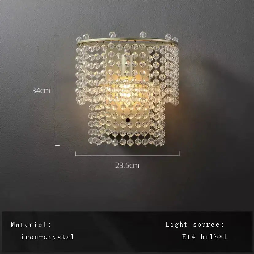 Modern silver crystal bead chandelier led light bedroom