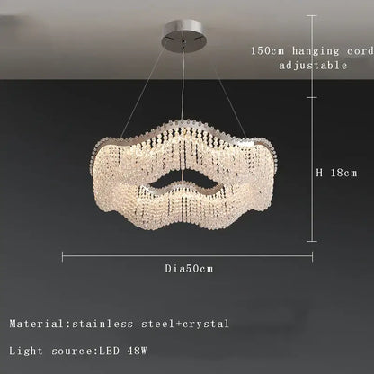 Modern silver crystal bead chandelier led light bedroom