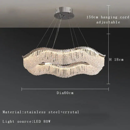 Modern silver crystal bead chandelier led light bedroom