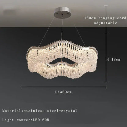 Modern silver crystal bead chandelier led light bedroom