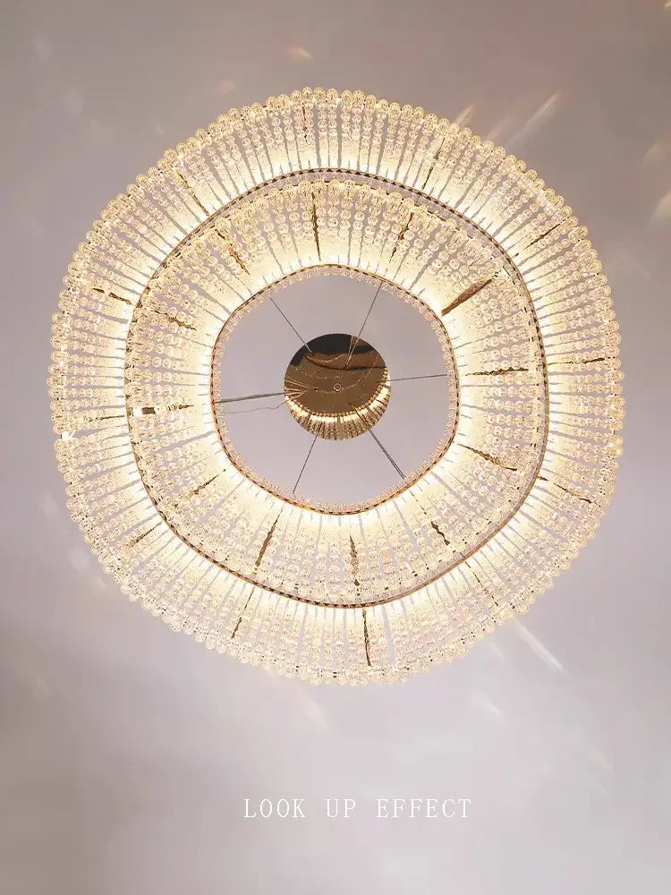 Modern silver crystal bead chandelier led light bedroom
