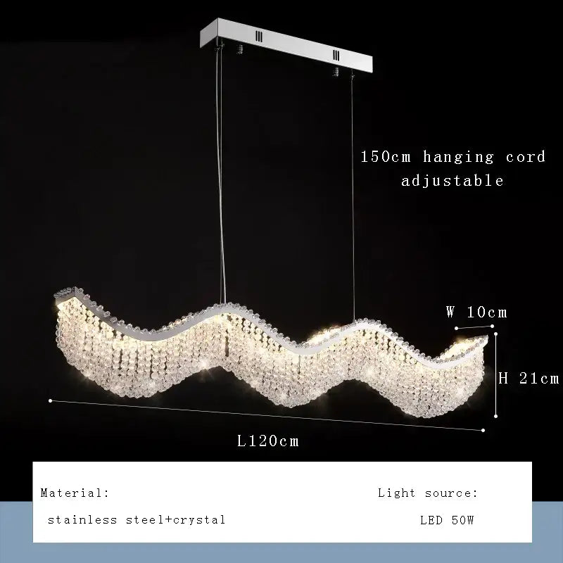 Modern silver crystal bead chandelier led light bedroom