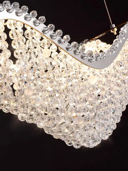 Modern silver crystal bead chandelier led light bedroom