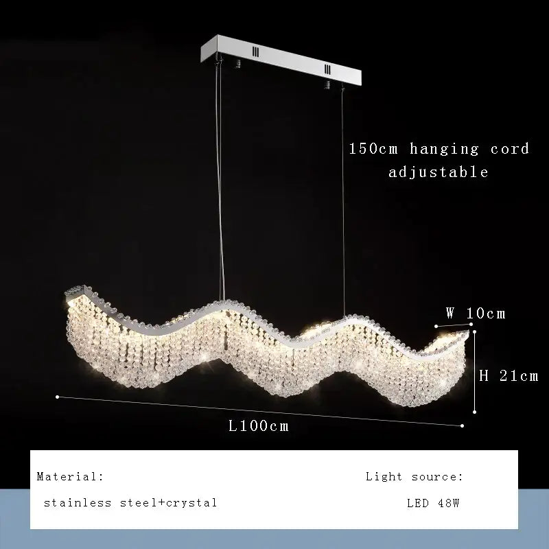 Modern silver crystal bead chandelier led light bedroom