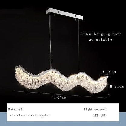 Modern silver crystal bead chandelier led light bedroom