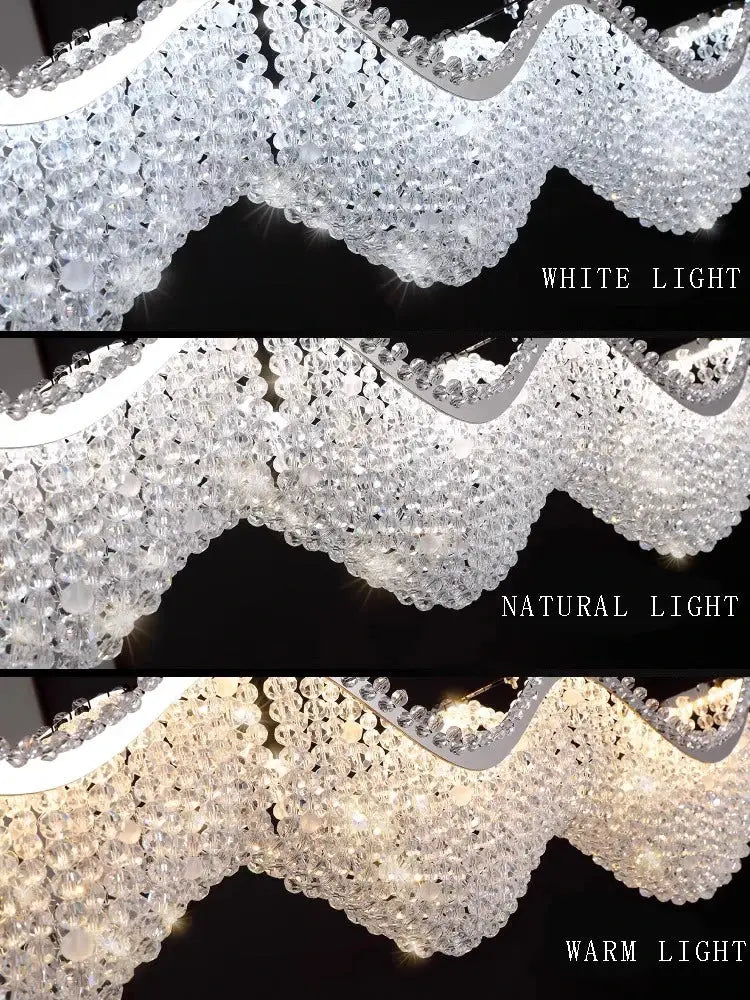 Modern silver crystal bead chandelier led light bedroom