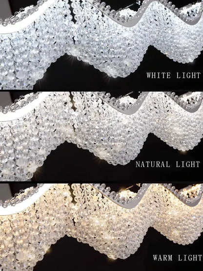 Modern silver crystal bead chandelier led light bedroom