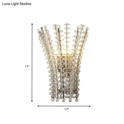 Modern silver crystal bead wall lamp bedroom sconce
