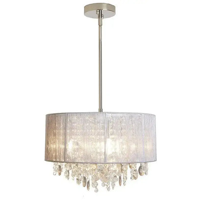 Modern silver crystal fabric pendant lamp for bedroom