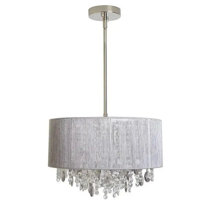 Modern silver crystal fabric pendant lamp for bedroom