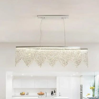 Modern silver crystal island pendant dining room chandelier