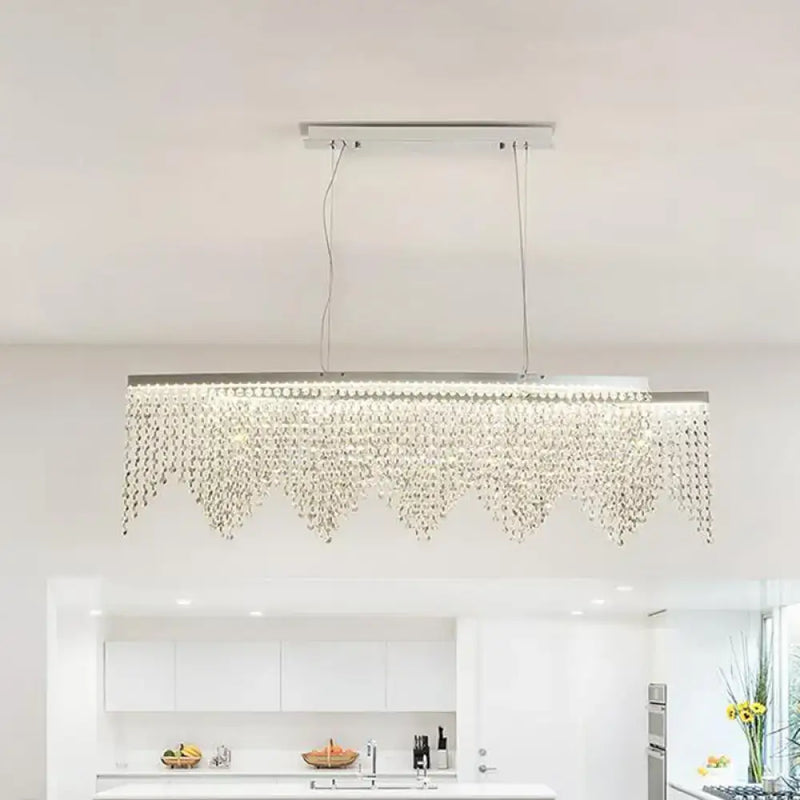 Modern silver crystal island pendant dining room chandelier