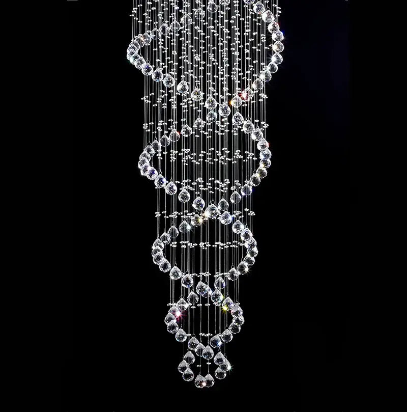 Modern silver crystal led chandelier staircase tiered lighting