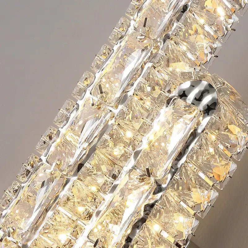 Modern silver crystal led wall lamp bedroom sconce