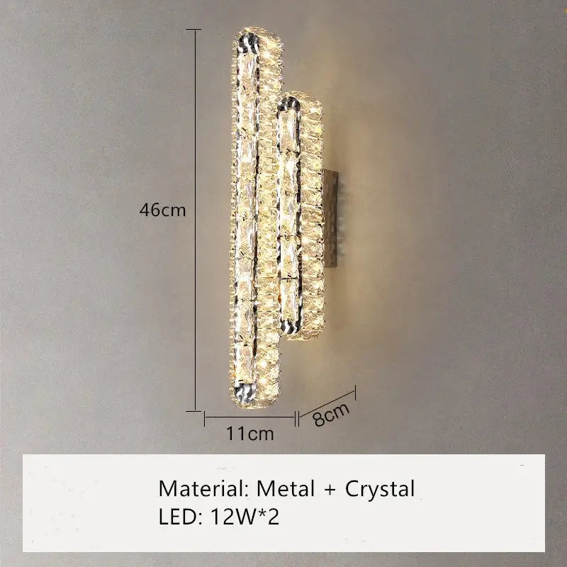 Modern silver crystal led wall lamp bedroom sconce