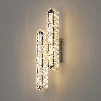 Modern silver crystal led wall lamp bedroom sconce