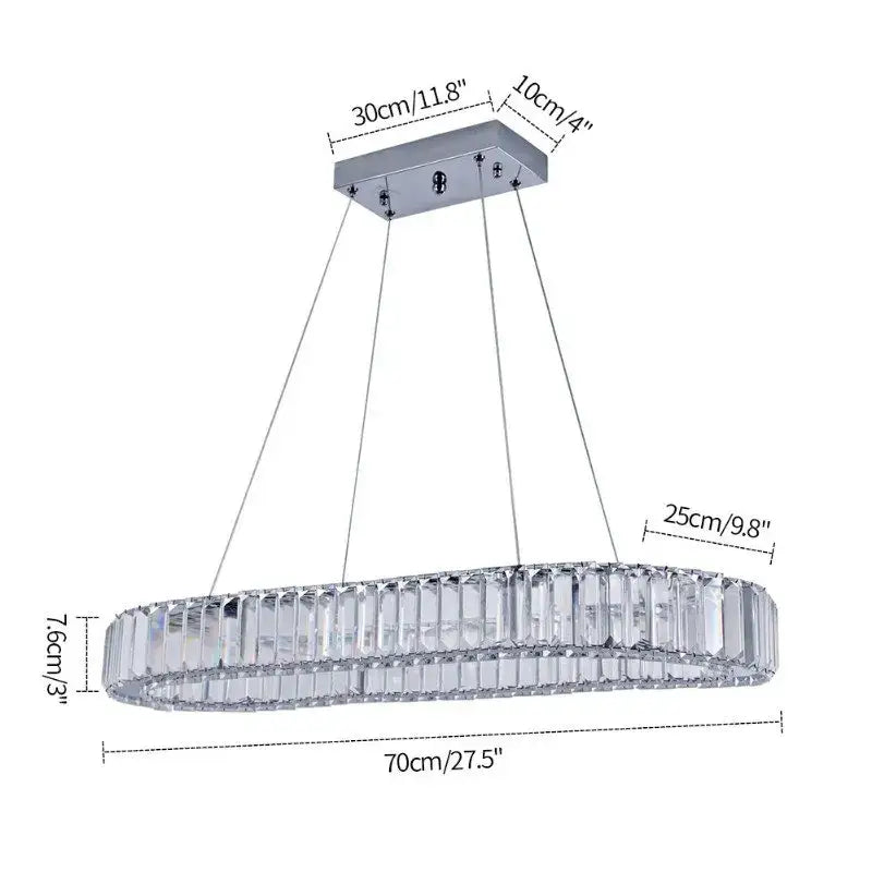 Modern silver crystal oval led chandelier for living room