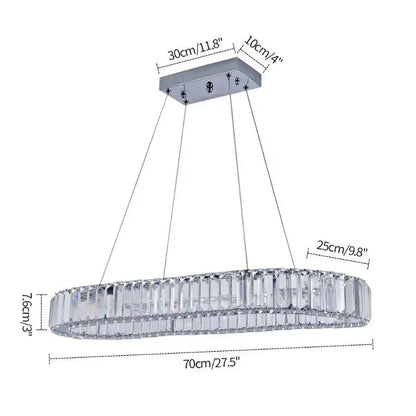Modern silver crystal oval led chandelier for living room