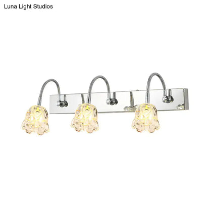 Modern silver crystal petal gooseneck arm vanity light bathroom wall