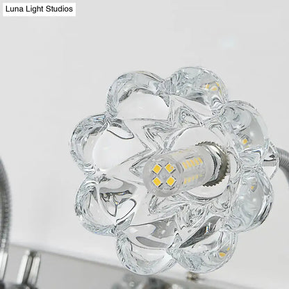 Modern silver crystal petal gooseneck arm vanity light bathroom wall
