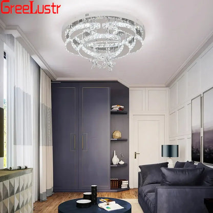 Modern silver crystal raindrop led chandelier living room light