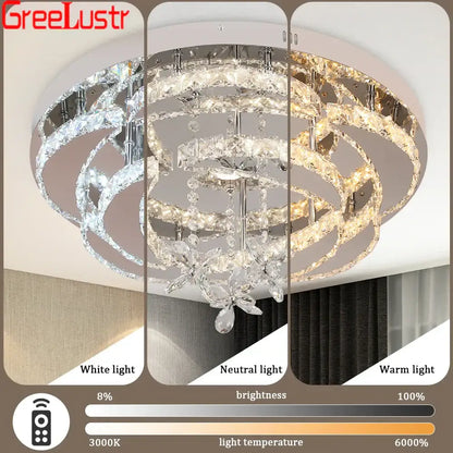 Modern silver crystal raindrop led chandelier living room light