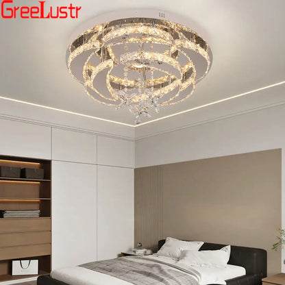 Modern silver crystal raindrop led chandelier living room light