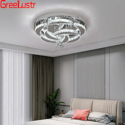 Modern silver crystal raindrop led chandelier living room light
