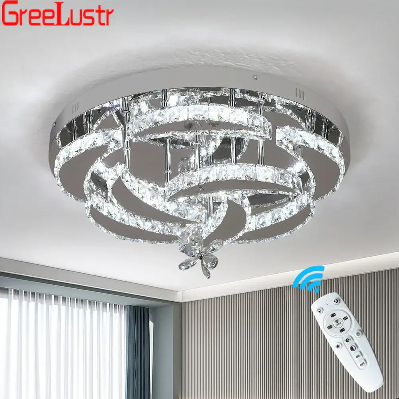Modern silver crystal raindrop led chandelier living room light