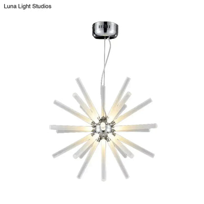 Modern silver crystal starburst chandelier pendant light dining room