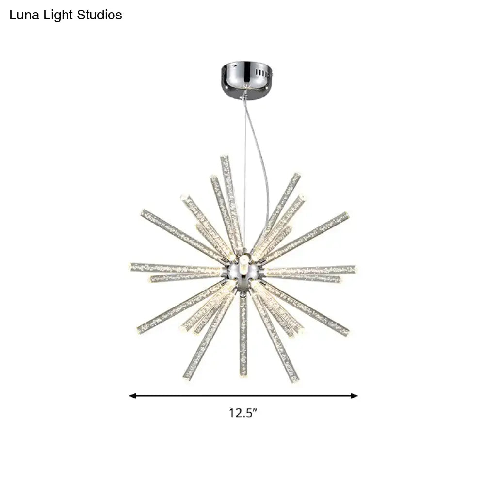 Modern silver crystal starburst chandelier pendant light dining room