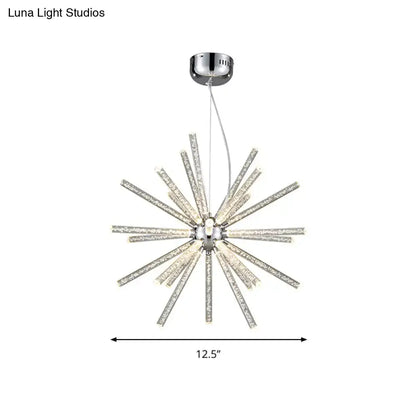 Modern silver crystal starburst chandelier pendant light dining room