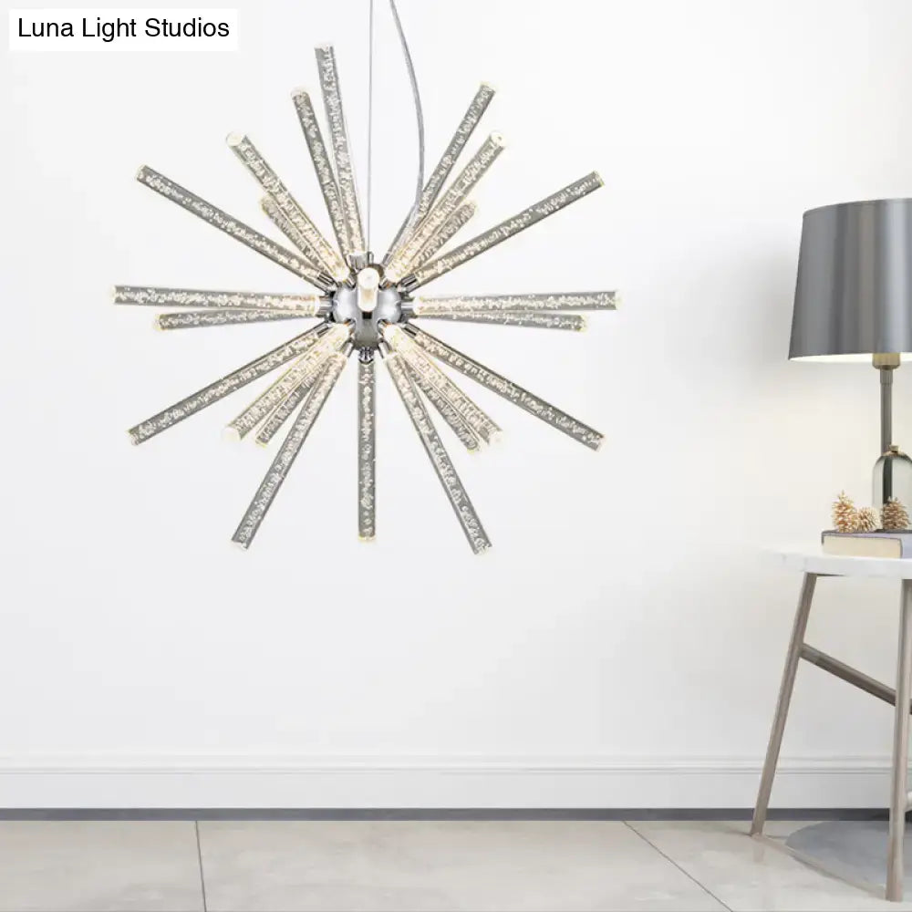Modern silver crystal starburst chandelier pendant light dining room